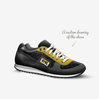 Yahuah Logo 03 - White Men's Genuine Italian Leather Retro Running Sneakers