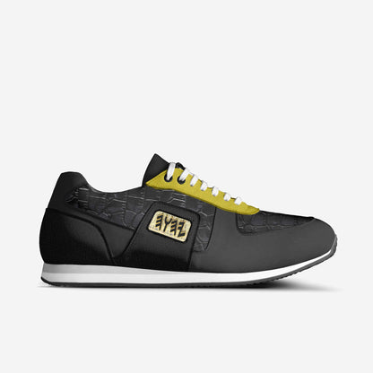 Yahuah Logo 03 - White Men's Genuine Italian Leather Retro Running Sneakers