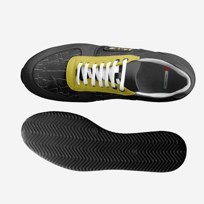 Yahuah Logo 03 - White Men's Genuine Italian Leather Retro Running Sneakers