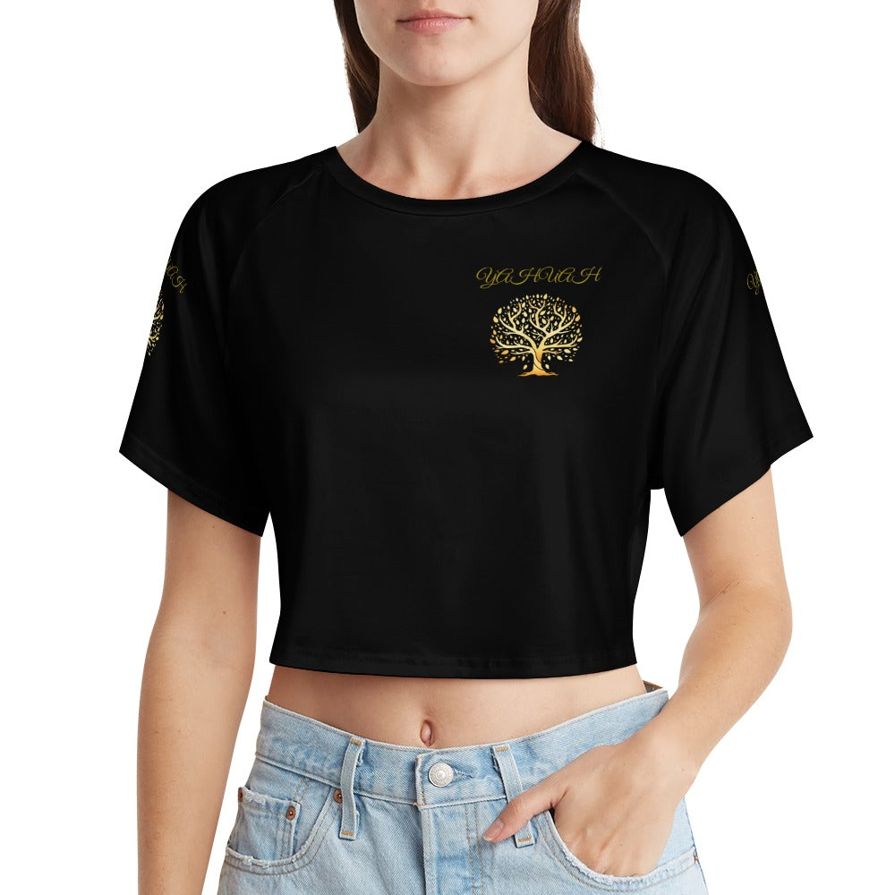 Yahuah-Tree of Life 01-01 Designer Cropped Raglan T-shirt (2 styles)