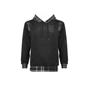 Yahuah-Tree of Life 02-04 + Digital Plaid 01-06A Men's Designer High Neck Fleece Lined Pullover Hoodie