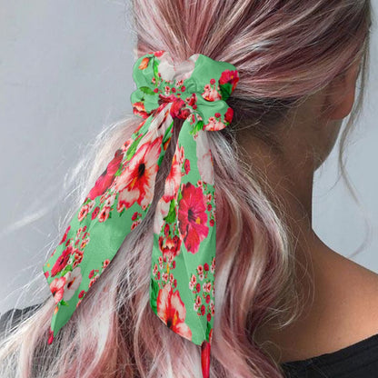 TRP Floral Print 03: Hibiscus Flowers 01-02 Tropical Bloom Satin Scarf Scrunchie