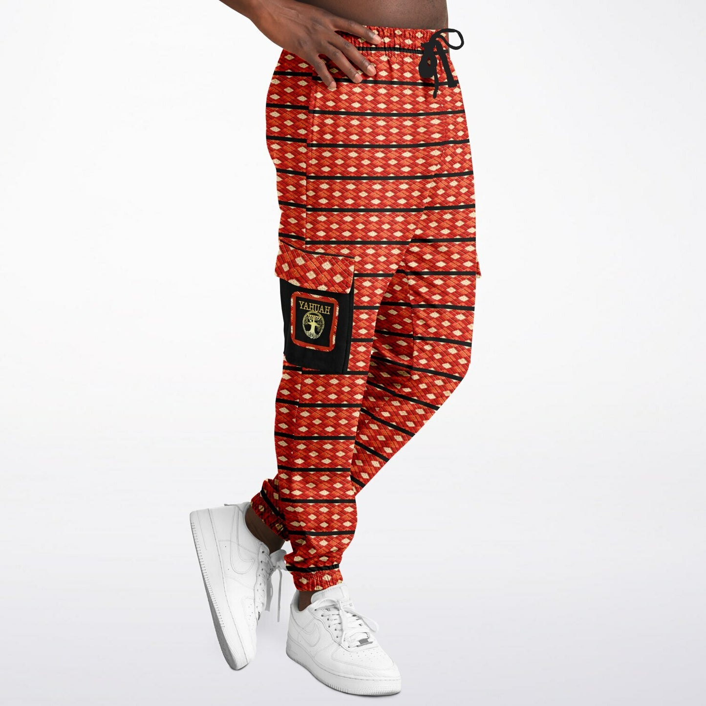 Yahuah Logo 02-01 Designer Fashion Triblend Cargo Unisex Sweatpants (Style 02)