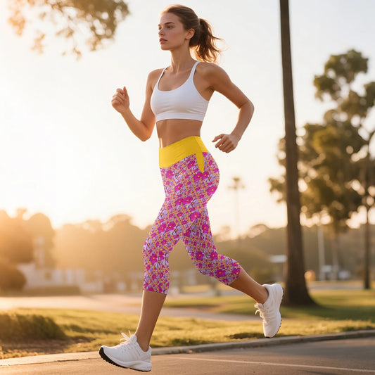 TRP Floral Print 05: Garden Cosmos Designer 7 Point Yoga Pants