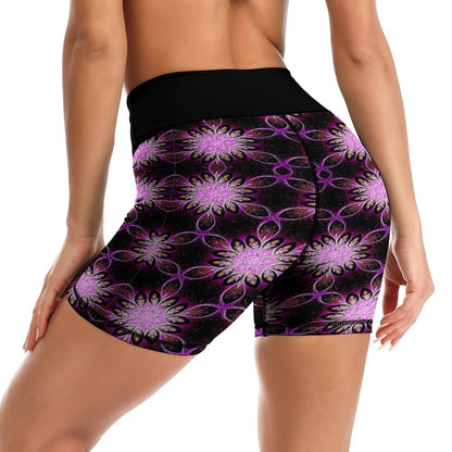 Geo-Graphic 01: Electric Petals Yoga Shorts