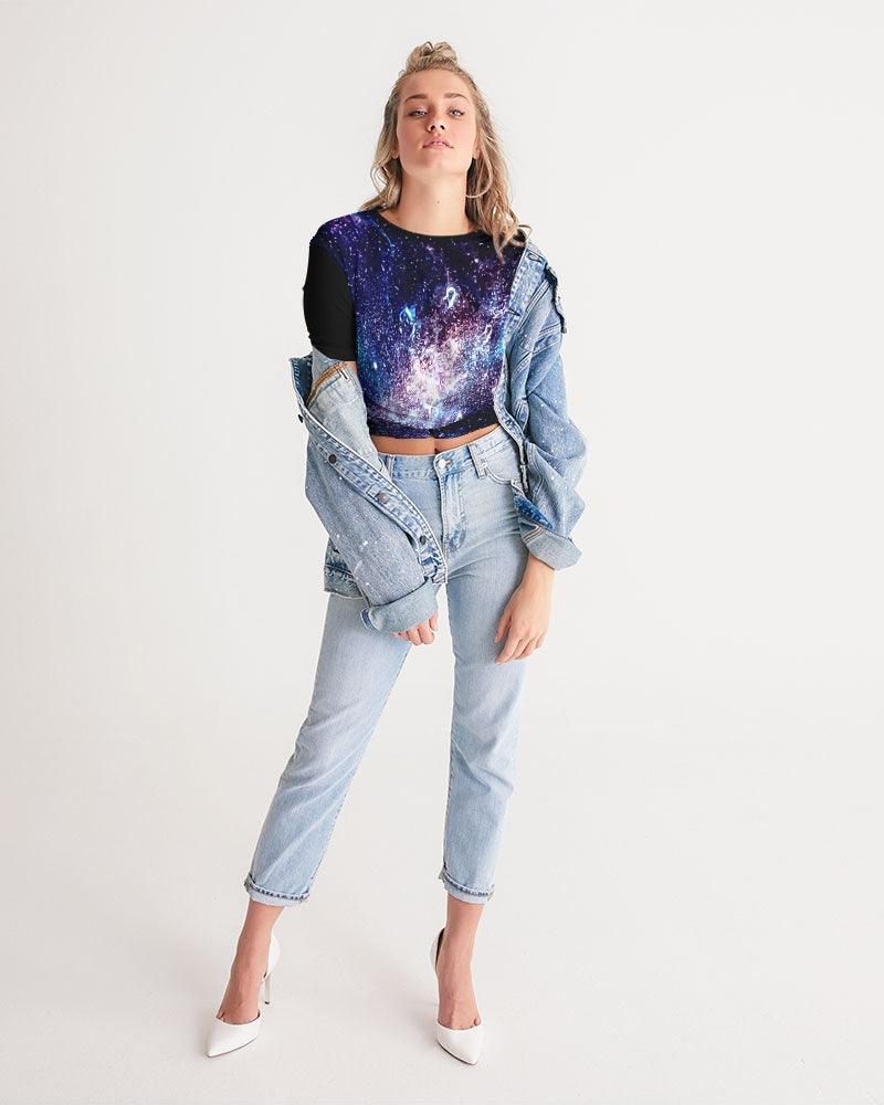 Galaxy Prints 01 Designer Twist Front Cropped T-shirt