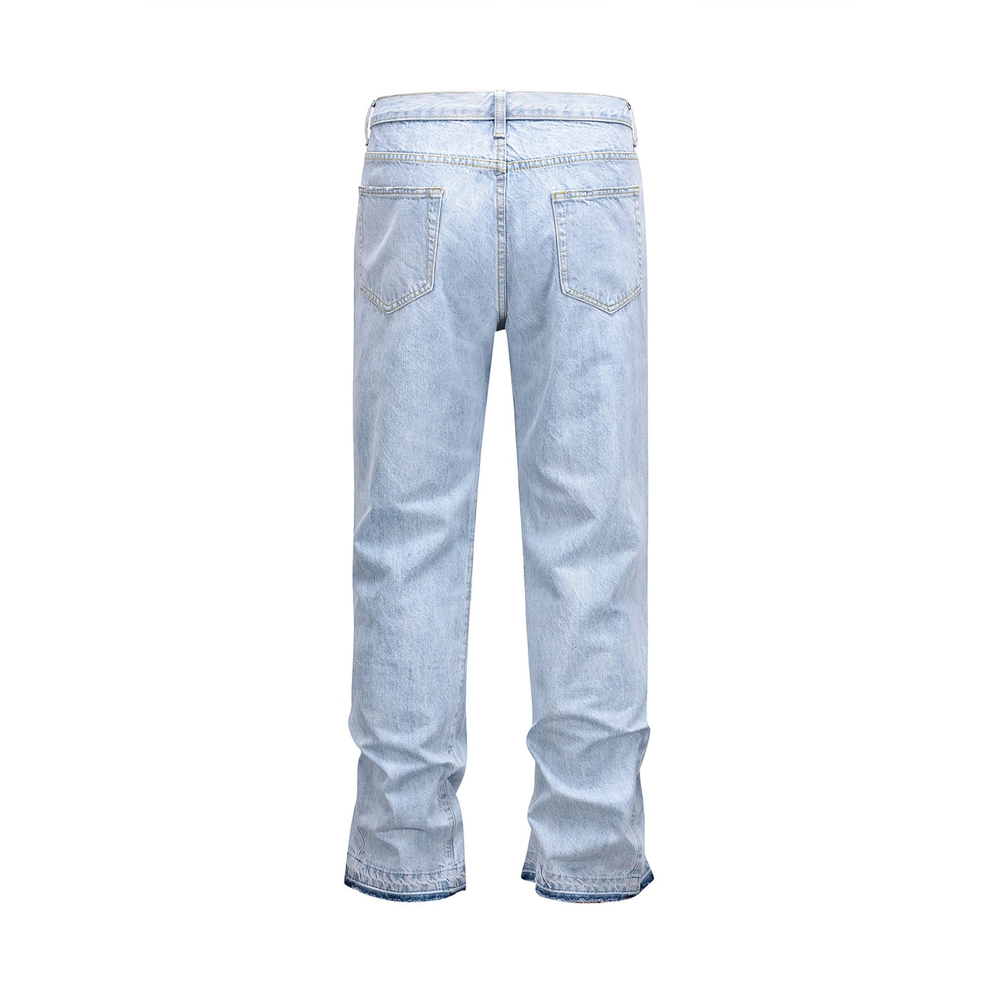 Washed Light Blue Hole Ripped Male Denim Jeans