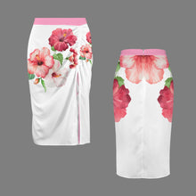 Cargar imagen en el visor de la galería, TRP Floral Print 03 Designer Drawstring Ruched Split Thigh Zip Back Midi Skirt