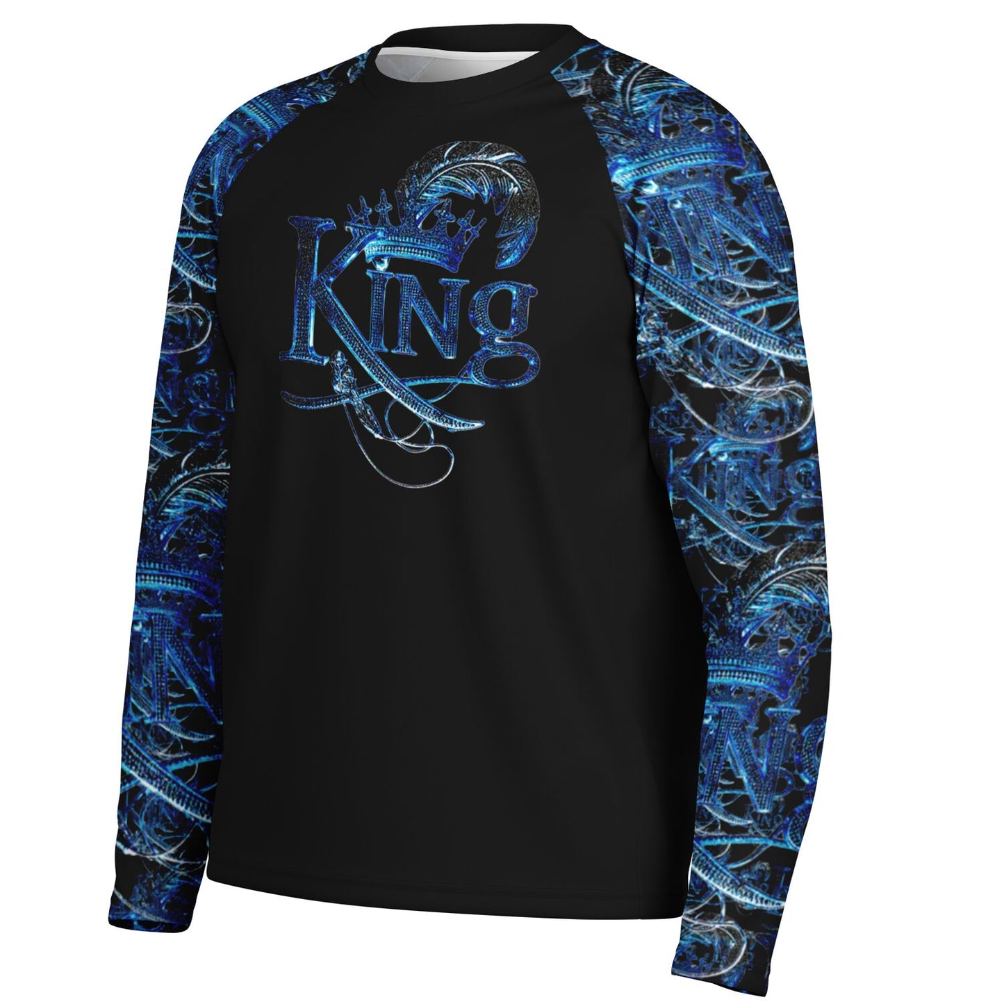 KING 02-01 Black Men's Designer Long Sleeve Performance T-shirt