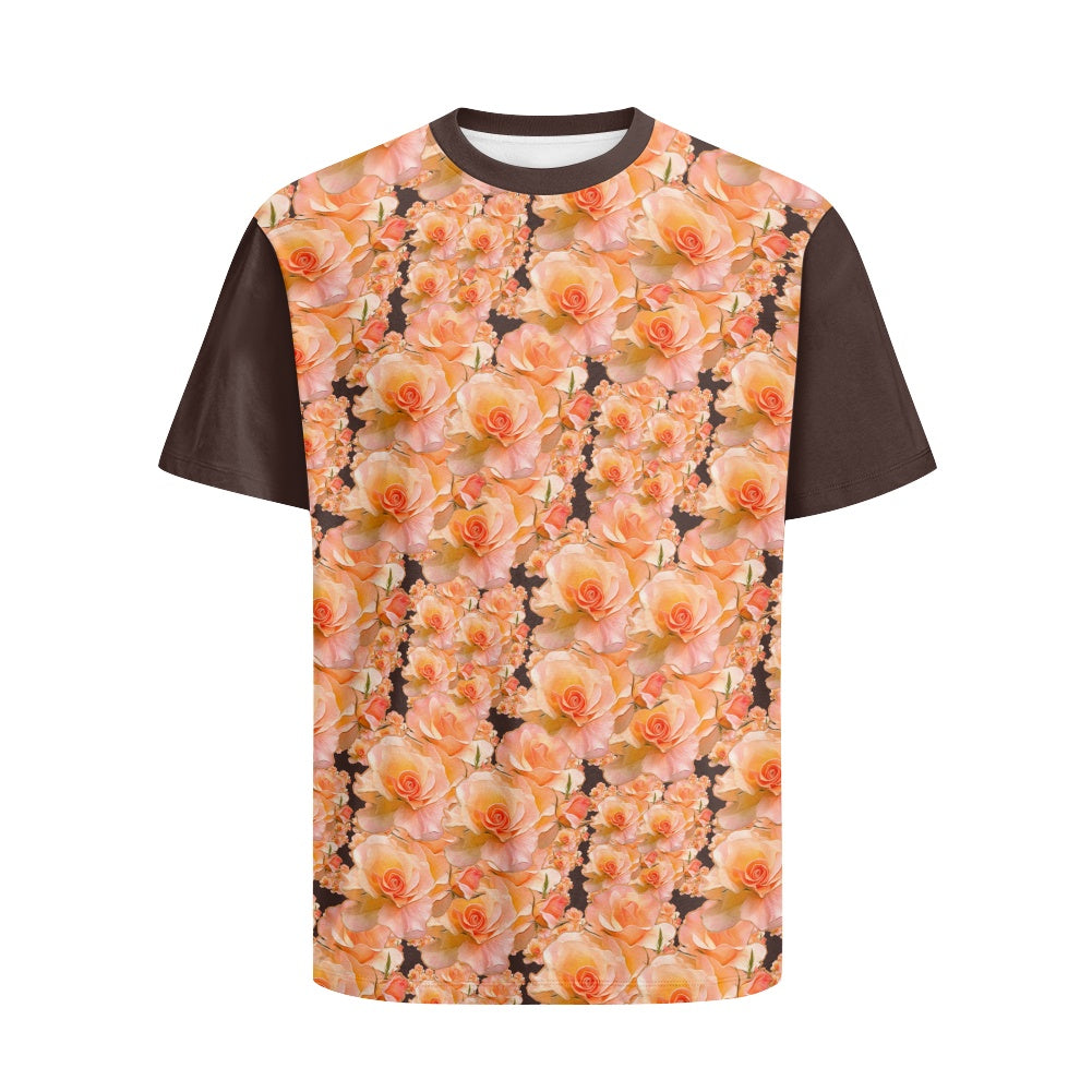 Floral Embosses: Roses 03-02 "Apricot Bloom Essential" Cotton T-shirt