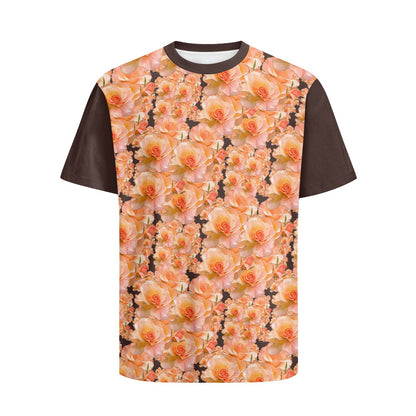 Floral Embosses: Roses 03-02 "Apricot Bloom Essential" Cotton T-shirt
