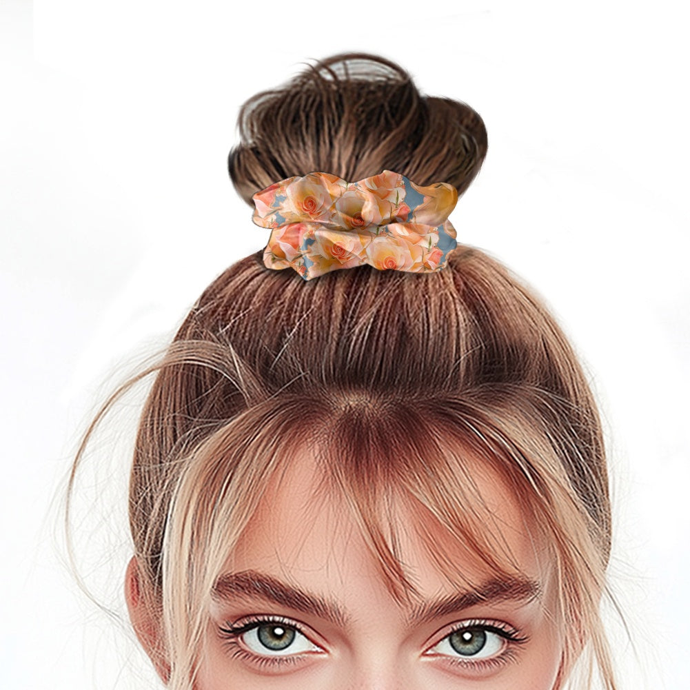 Floral Embosses: Roses 03-01 "Apricot Bloom Essential" Satin Scrunchie
