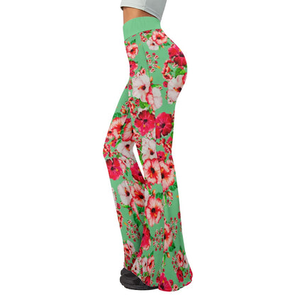 TRP Floral Print 03: Hibiscus Flowers 01-02 Tropical Bloom Flare Leggings