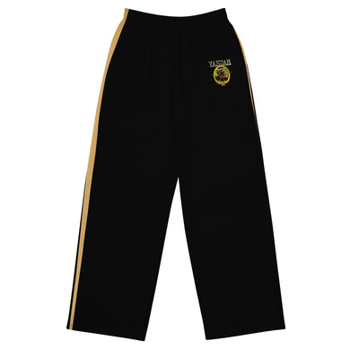 A-Team 01 Pantalones anchos unisex de diseñador dorado 