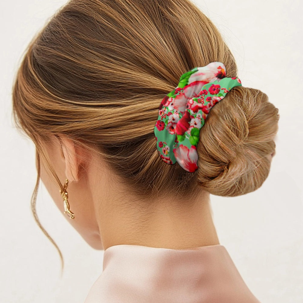 TRP Floral Print 03: Hibiscus Flowers 01-02 Tropical Bloom Satin Scrunchie