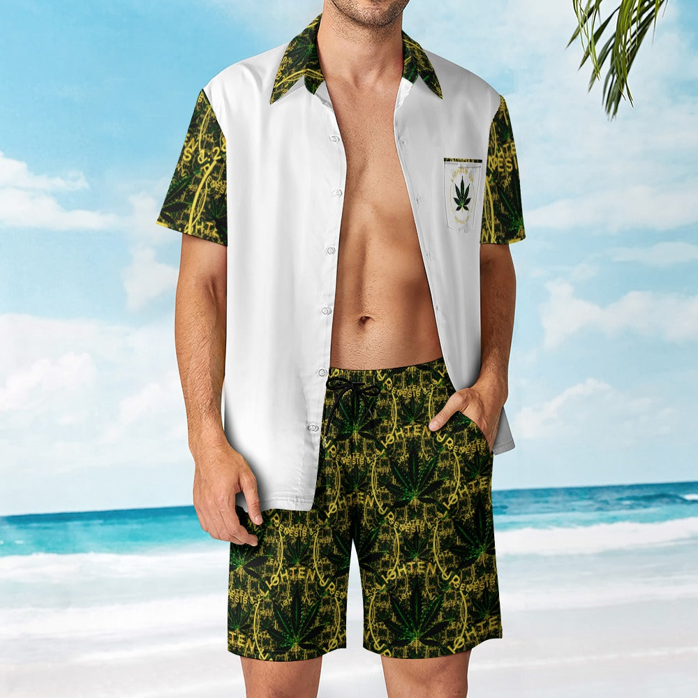 Outspoken Designs 02 "Lighten Up" Men's Designer Leisure Beach Suit (White/Black)