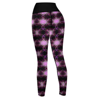 Geo-Graphic 01: Electric Petals Neon Fractal Performance Leggings