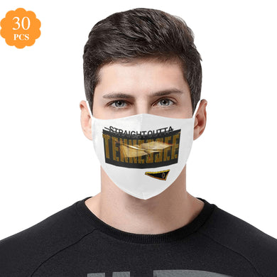 Máscara facial ajustable de algodón de diseño Straight Outta Tennessee 01 (30 filtros incluidos) 