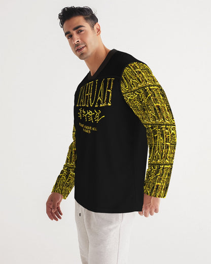 Yahuah-Name Above All Names 01-02 Men's Designer Long Sleeve V-neck Jersey T-shirt
