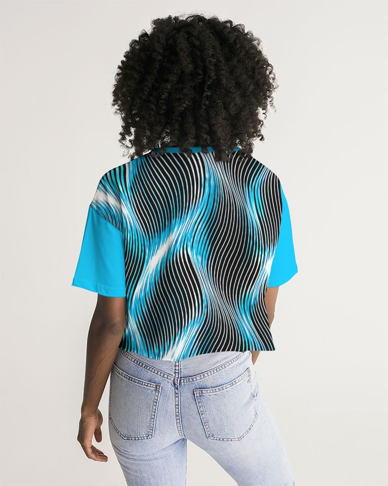 TRP Twisted Patterns 04: Weaved Metal Waves 01-02 Designer Cropped Drop Shoulder Raw Hem Lounge T-shirt