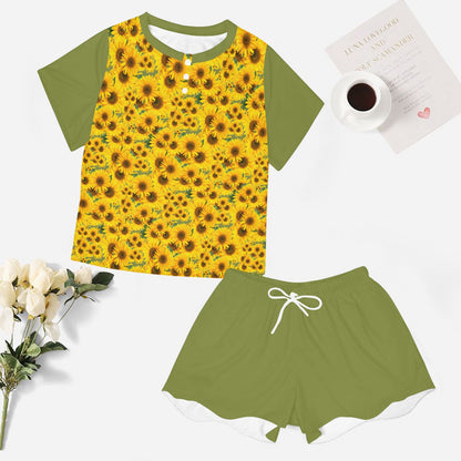 TRP Floral Print 04: Sunflowers 01 Designer Lounge T-shirt & Shorts (5 colors)