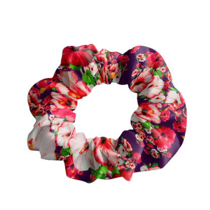 TRP Floral Print 03: Hibiscus Flowers 01-01 Tropical Bloom Satin Scrunchie