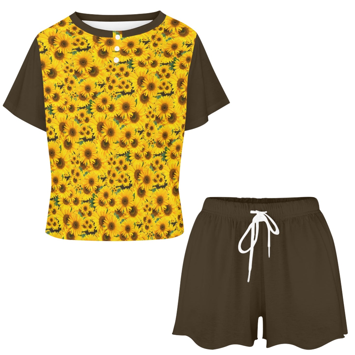TRP Floral Print 04: Sunflowers 01 Designer Lounge T-shirt & Shorts (5 colors)