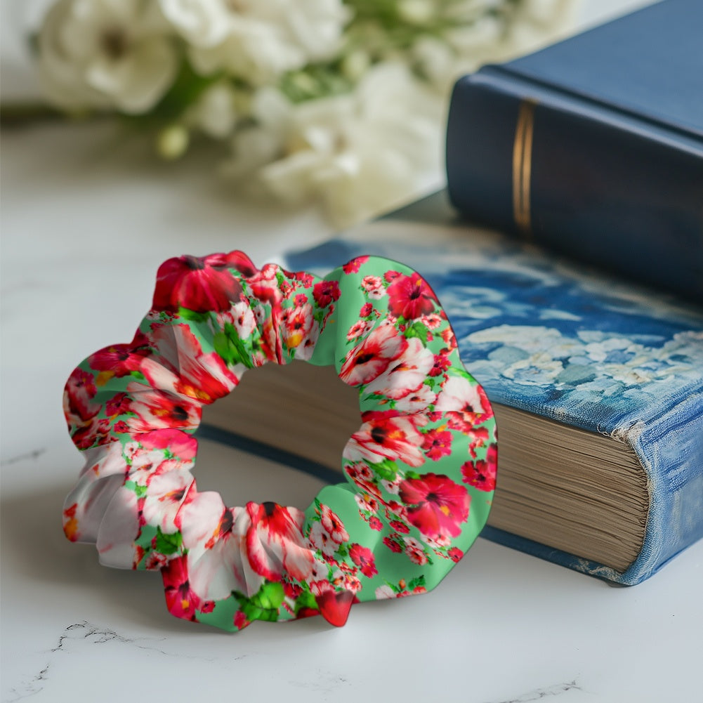 TRP Floral Print 03: Hibiscus Flowers 01-02 Tropical Bloom Satin Scrunchie