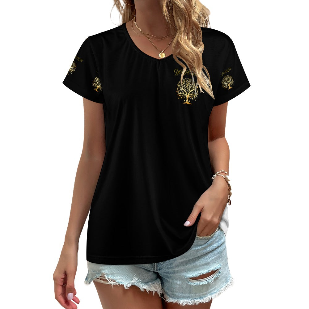 Yahuah-Tree of Life 01-01 Designer V-neck T-shirt