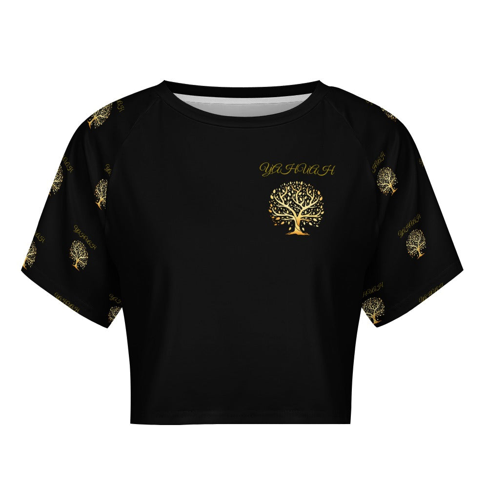 Yahuah-Tree of Life 01-01 Designer Cropped Raglan T-shirt (2 styles)