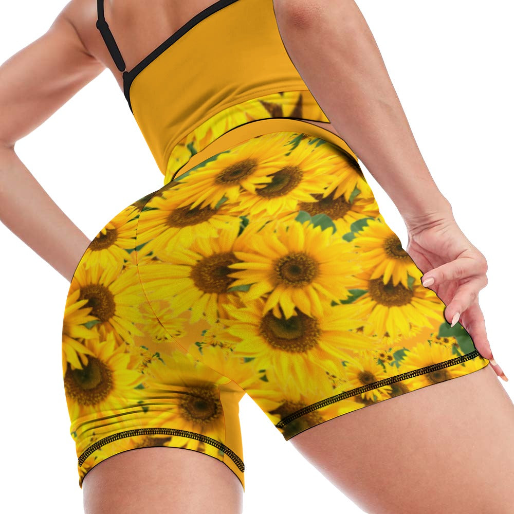 TRP Floral Print 04: Sunflowers 01 Designer Slim Yoga Set (5 colors)