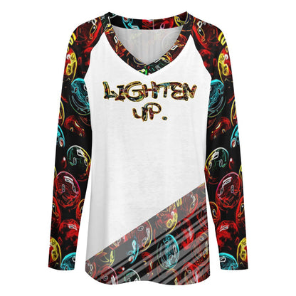 "Lighten Up" (01) | Women's V-neck Long Sleeve Tee