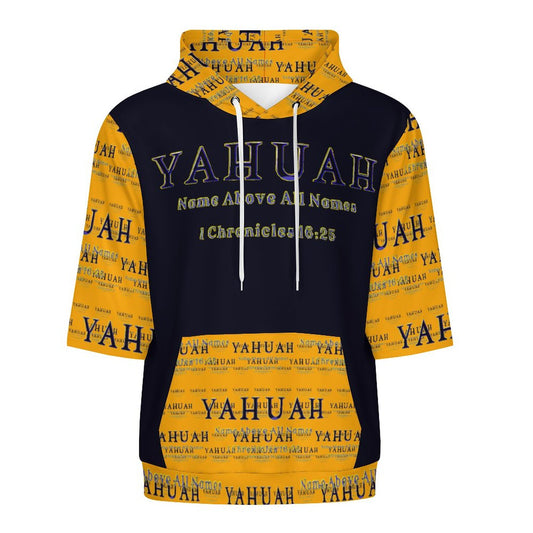 Yahuah-Name Above All Names 02-01 Men's Designer French Terry Half Sleeve Hoodie