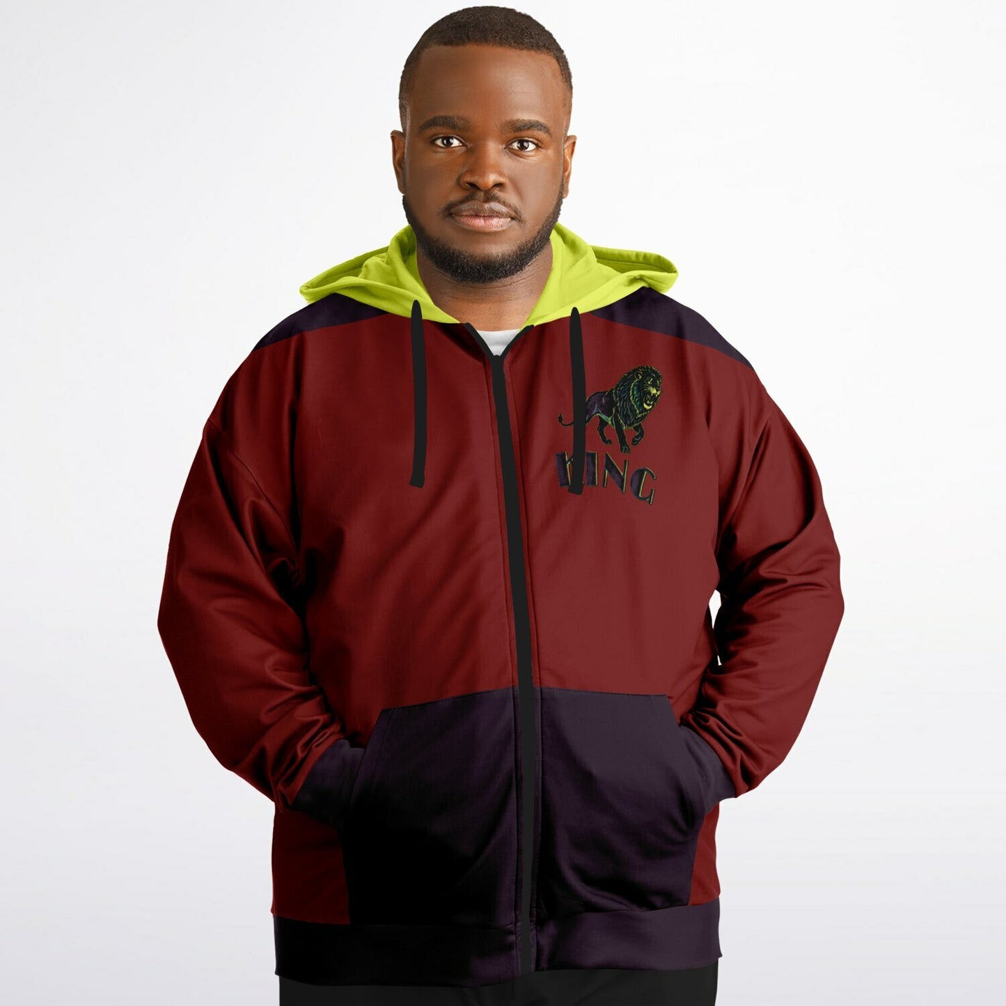 KING 01-02 Men's Designer Triblend Fleece Lined Plus Size Zip Hoodie