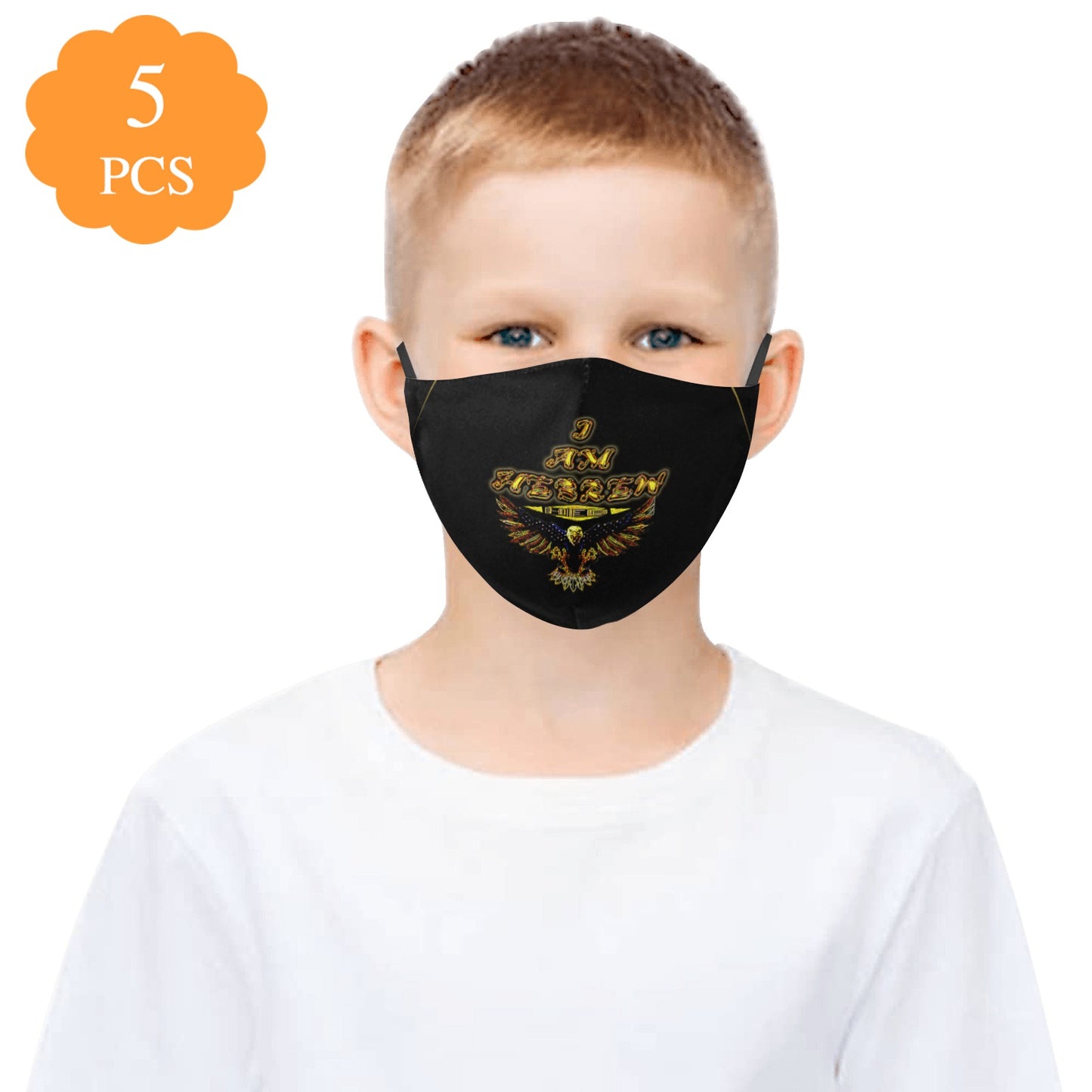 I AM HEBREW 02 Designer Adjustable Face Mask (5 face masks + 10 filters; 3 sizes)