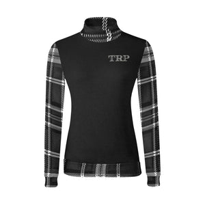 TRP Twisted Patterns 06: Digital Plaid 01-06B Ladies Designer Mock Neck Sweatshirt