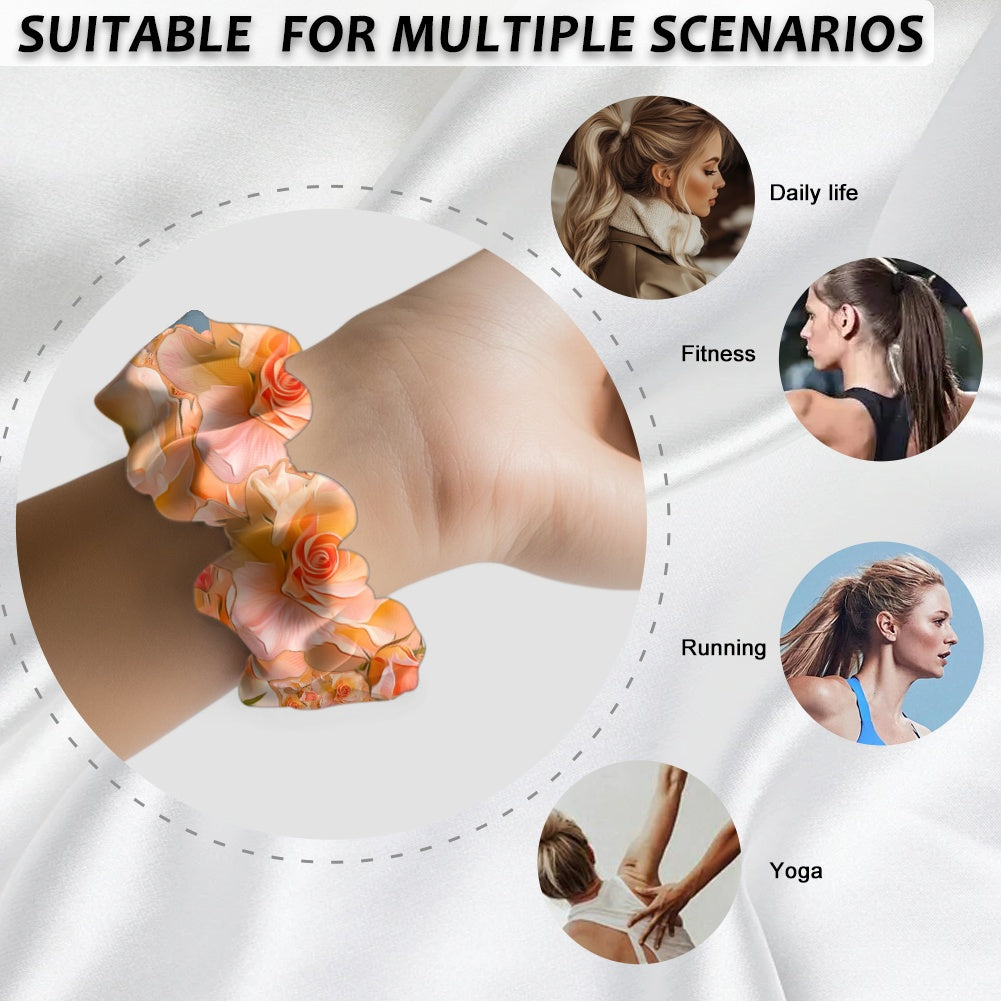 Floral Embosses: Roses 03-01 "Apricot Bloom Essential" Satin Scrunchie