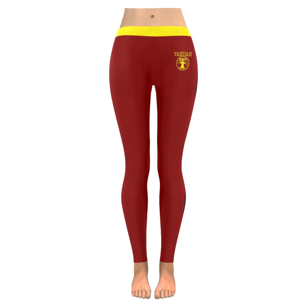 Yahuah-Tree of Life 02-01 Red Designer Low Rise Leggings