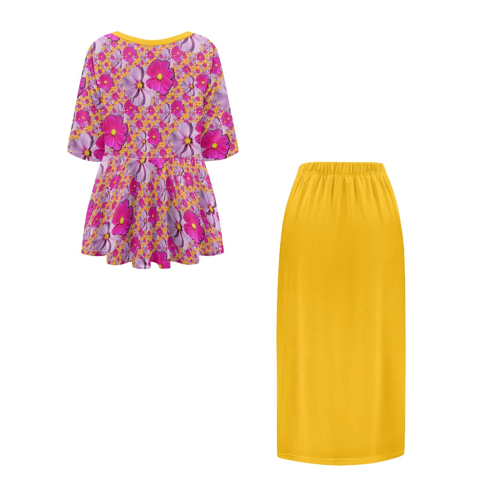 TRP Floral Print 05: Garden Cosmos Designer Two Piece Skirt Suit
