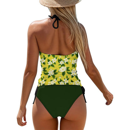 TRP Floral Print 10: Jasmine Vine 01-01 Designer Halter Neck Tankini