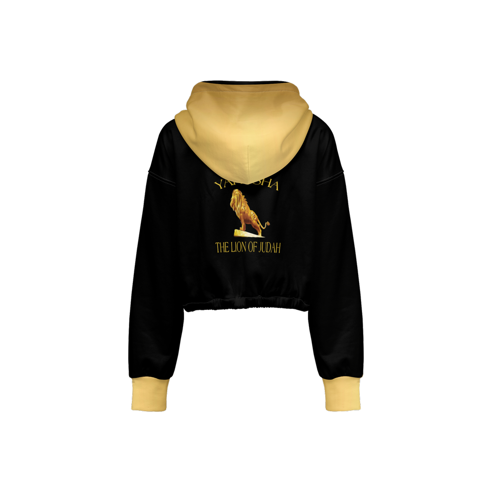 Yahusha-The Lion of Judah 01 Designer Cropped Drop Shoulder Full Zip Hoodie