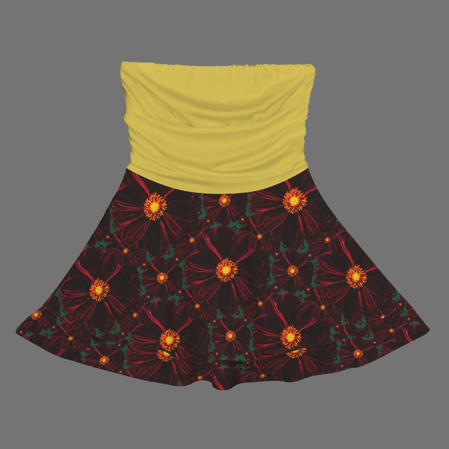 TRP Floral Print 02-02 Midnight Bishop of Aukland Dahlia Strapless Tiered Ruffle Mini Dress