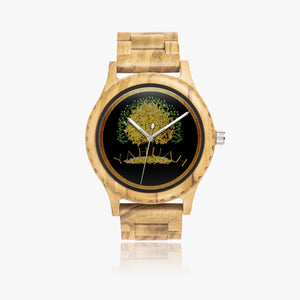 Yahuah-Tree of Life 03-01 Designer Italian Olive Lumber Wooden 45mm Quartz Unisex Watch
