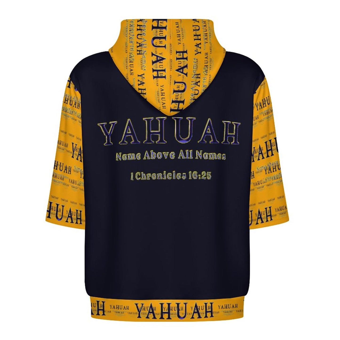 Yahuah-Name Above All Names 02-01 Men's Designer French Terry Half Sleeve Hoodie