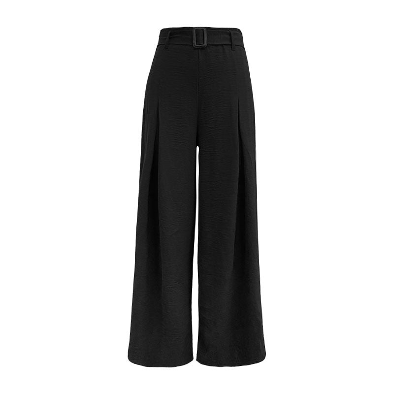 Buckle Belted Pleated High Waist Wide Leg Pants (4 colors)