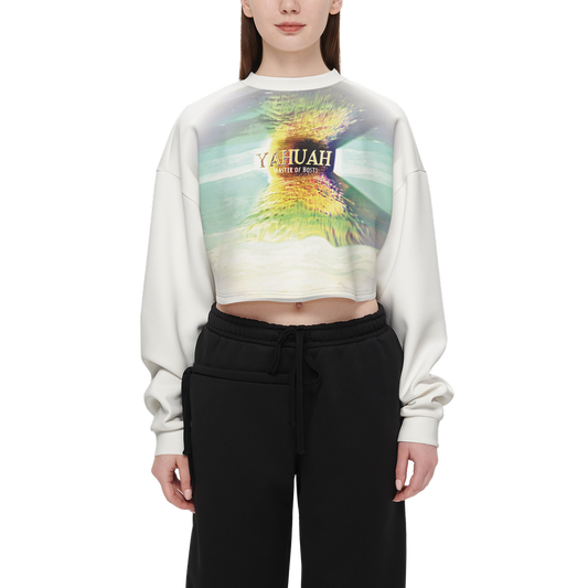 Yahuah-Master of Hosts 02-03 Designer Cropped Drop Shoulder Techno Scuba Knit Sweatshirt