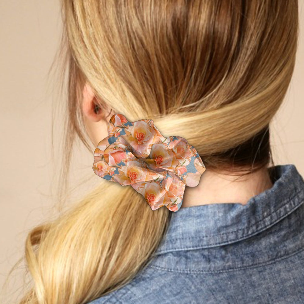 Floral Embosses: Roses 03-01 "Apricot Bloom Essential" Satin Scrunchie