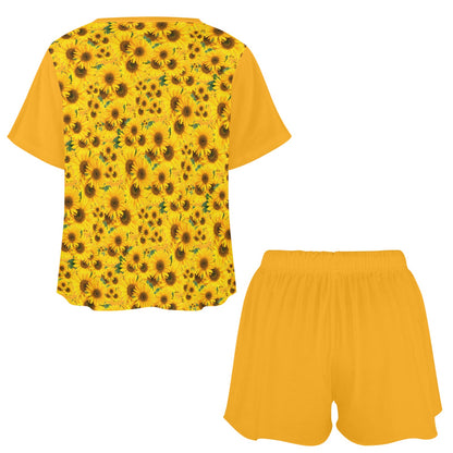 TRP Floral Print 04: Sunflowers 01 Designer Lounge T-shirt & Shorts (5 colors)