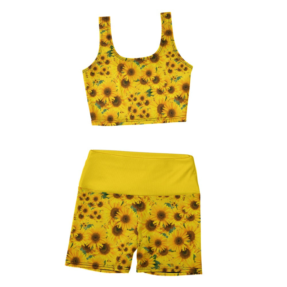 TRP Floral Print 04: Sunflowers 01 Designer Thread Yoga Set (5 colors)