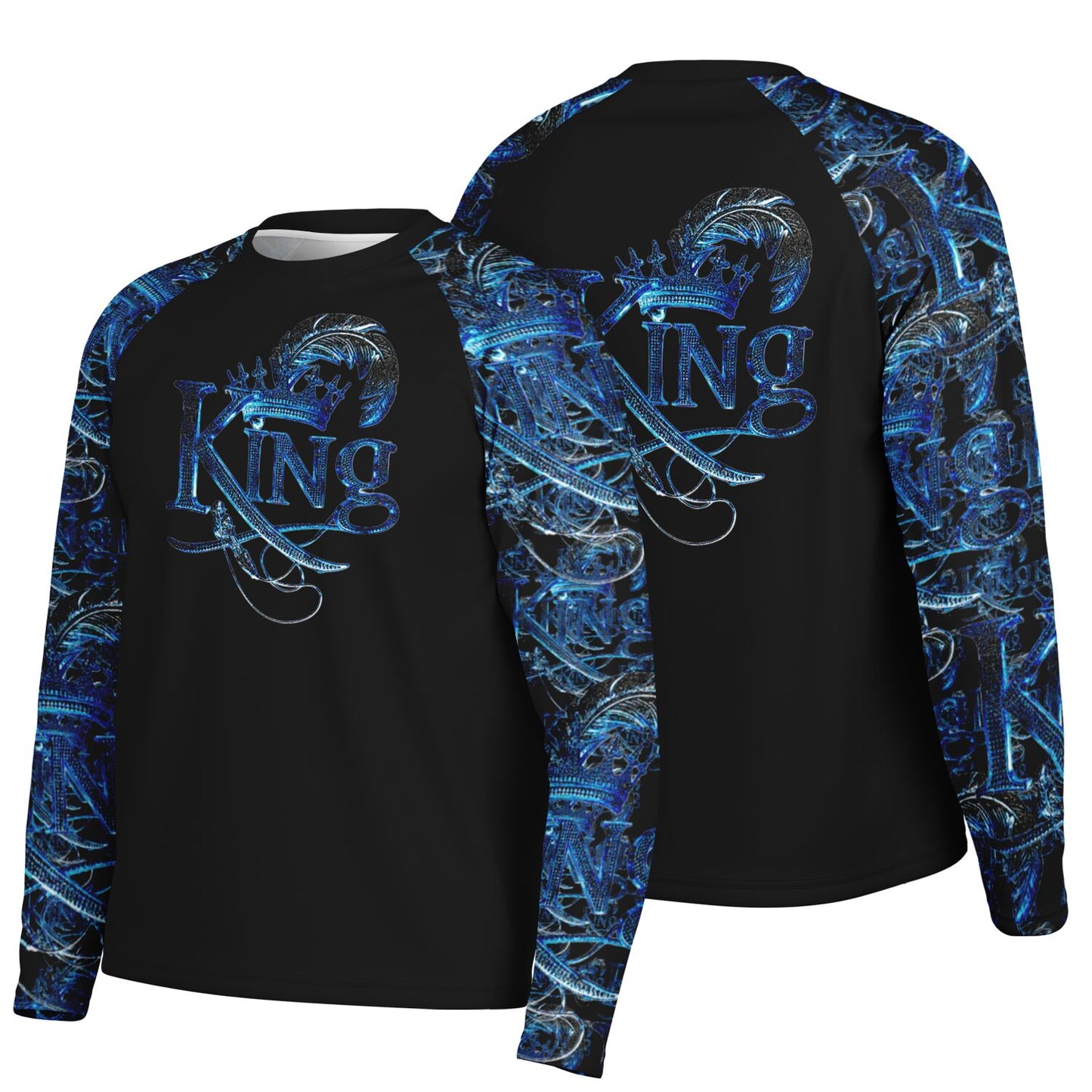 KING 02-01 Black Men's Designer Long Sleeve Performance T-shirt